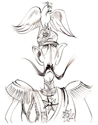 Wilhelm II, cesarz Niemiec; król pruski (1859-1941); karykatura z hełmem orła